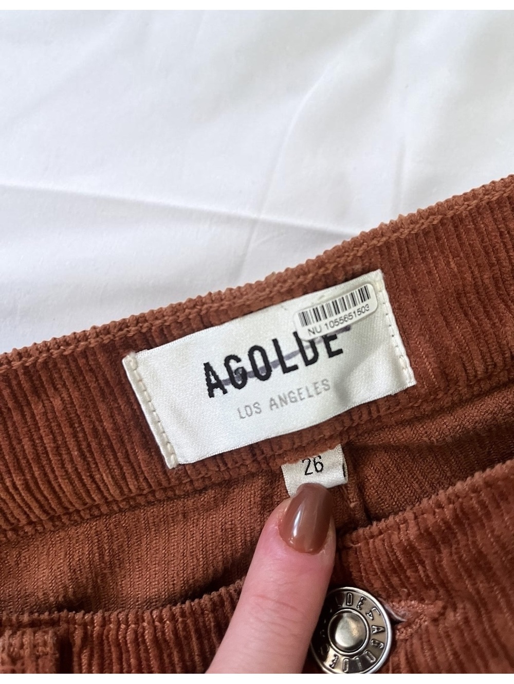 AGOLDE Riley High-Rise Straight-Leg Corduroy Pants Rust-Brown Size 26 - Picture 6 of 10